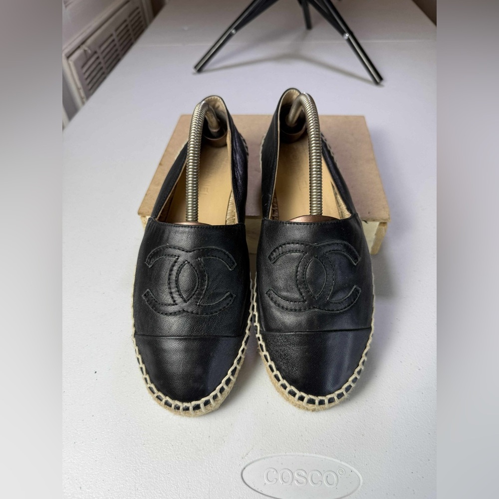 Chanel Lambskin CC Espadrilles Flats Black Sz 41 /US 11 - Picture 15 of 16